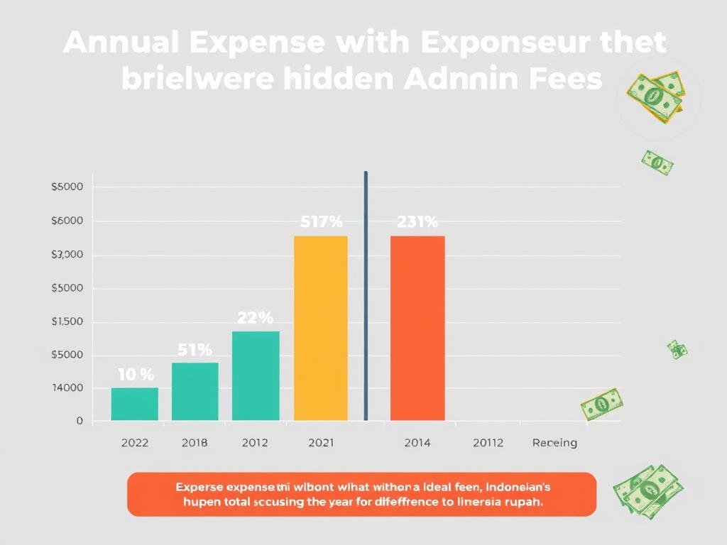 Grafik perbandingan pengeluaran tahunan dengan dan tanpa biaya admin tersembunyi Grafik perbandingan pengeluaran tahunan dengan dan tanpa biaya admin tersembunyi