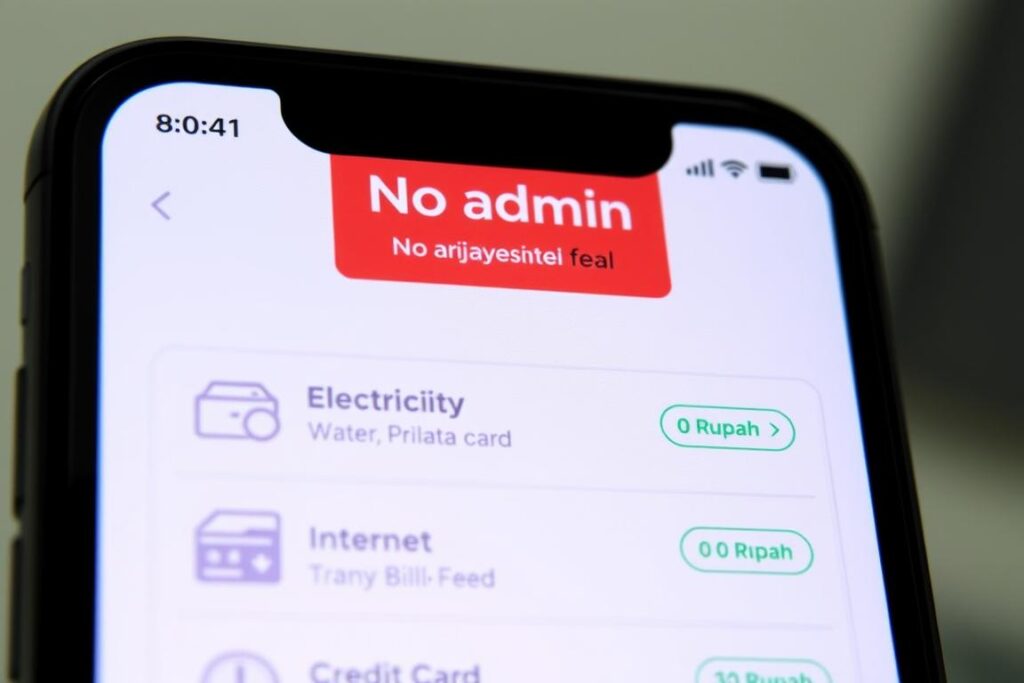 Tampilan aplikasi pembayaran digital tanpa biaya admin tersembunyi Tampilan aplikasi pembayaran digital tanpa biaya admin tersembunyi