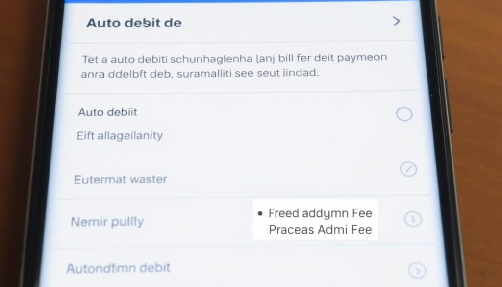 Tampilan menu pengaturan auto-debit untuk menghindari biaya admin tersembunyi Tampilan menu pengaturan auto-debit untuk menghindari biaya admin tersembunyi