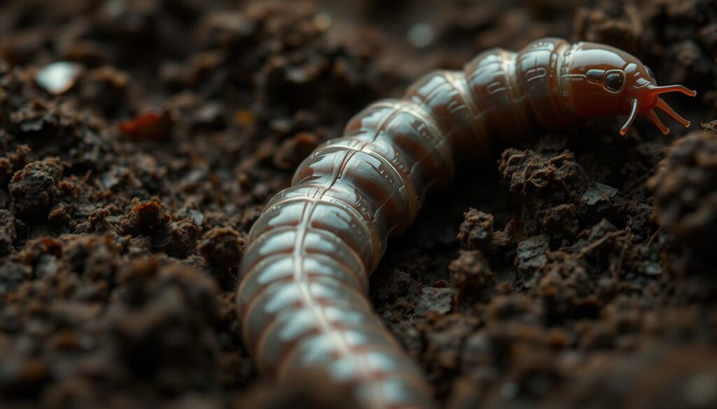 A close-up view of an earthworm's locomotion system, showcasing its intricate musculature and segmented body. The worm is slithering through rich, dark soil, its body undulating gracefully as it navigates the challenges of the subterranean environment. Soft, diffused lighting illuminates the worm's delicate structures, highlighting the subtle textures and intricate details of its anatomy. The scene conveys a sense of the worm's resilience and adaptability, as it navigates the obstacles and stresses of its underground habitat. A close-up view of an earthworm's locomotion system, showcasing its intricate musculature and segmented body. The worm is slithering through rich, dark soil, its body undulating gracefully as it navigates the challenges of the subterranean environment. Soft, diffused lighting illuminates the worm's delicate structures, highlighting the subtle textures and intricate details of its anatomy. The scene conveys a sense of the worm's resilience and adaptability, as it navigates the obstacles and stresses of its underground habitat.