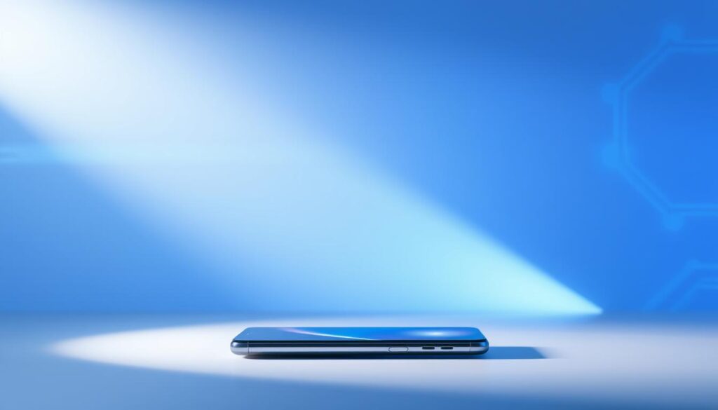 A sleek and modern Honor Magic 6 Pro smartphone, showcasing its slim design and sophisticated aesthetic, placed prominently in the foreground. The device is illuminated to highlight its elegant features, such as a vibrant display and advanced camera setup. In the middle ground, a soft gradient of blue and white enhances the technological vibe, symbolizing efficiency and power. The background features abstract shapes or circuitry patterns subtly integrated, representing cutting-edge technology. A gentle, diffused lighting creates an inviting atmosphere, emphasizing the smartphone’s battery efficiency. The perspective is slightly angled to accentuate its dimensions and features, while the overall mood evokes innovation and high performance. No text or logos are present, ensuring a clean visual focus on the smartphone itself. A sleek and modern Honor Magic 6 Pro smartphone, showcasing its slim design and sophisticated aesthetic, placed prominently in the foreground. The device is illuminated to highlight its elegant features, such as a vibrant display and advanced camera setup. In the middle ground, a soft gradient of blue and white enhances the technological vibe, symbolizing efficiency and power. The background features abstract shapes or circuitry patterns subtly integrated, representing cutting-edge technology. A gentle, diffused lighting creates an inviting atmosphere, emphasizing the smartphone’s battery efficiency. The perspective is slightly angled to accentuate its dimensions and features, while the overall mood evokes innovation and high performance. No text or logos are present, ensuring a clean visual focus on the smartphone itself.